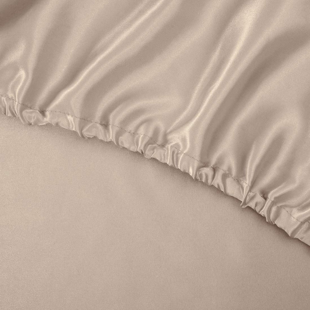 Treely 6 Piece Satin Sheets Full Size Silky Smooth Taupe Satin Sheet Set With Deep Pocket, Satin Fitted Sheet, Flat Sheet, 4 Sat
