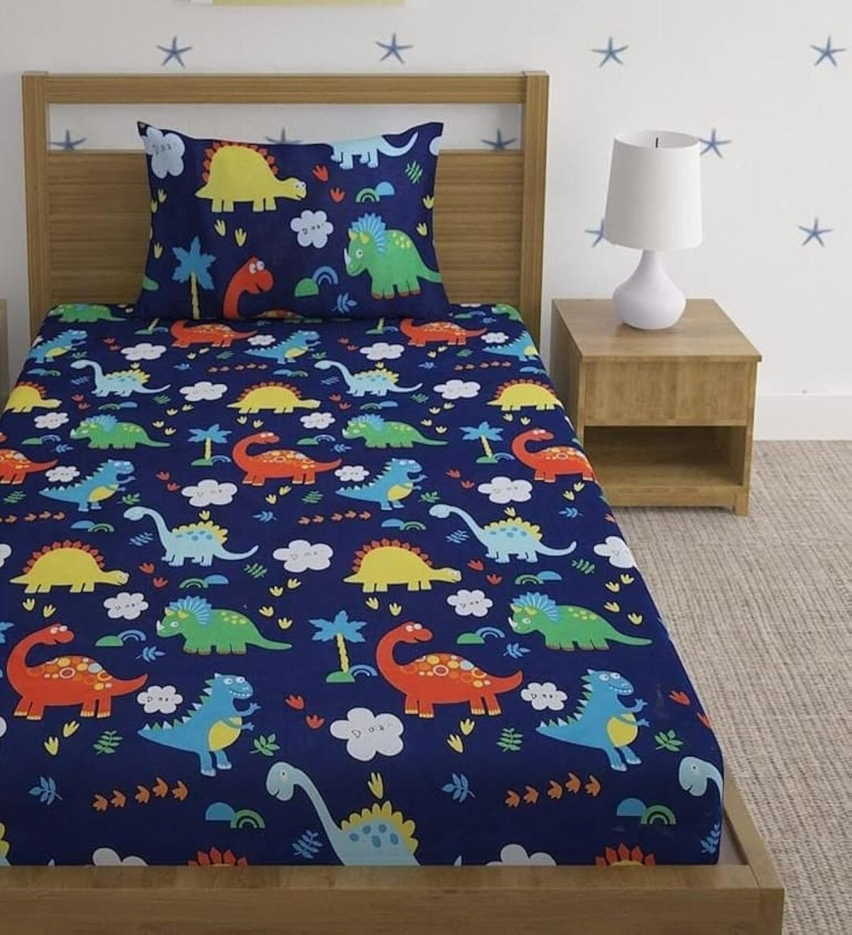FASSCETE Super Soft Glace Cotton Single Bedsheet for Kids Room Single Bedsheet with 1 Pillow Cover60x90 Inches, Multicolor