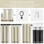 Shineland Blackout Curtains 108 Inches Long For Living Room 2 Two Panels Set Back Tab Hook Ring Clip Pleat Extra Long Darkening