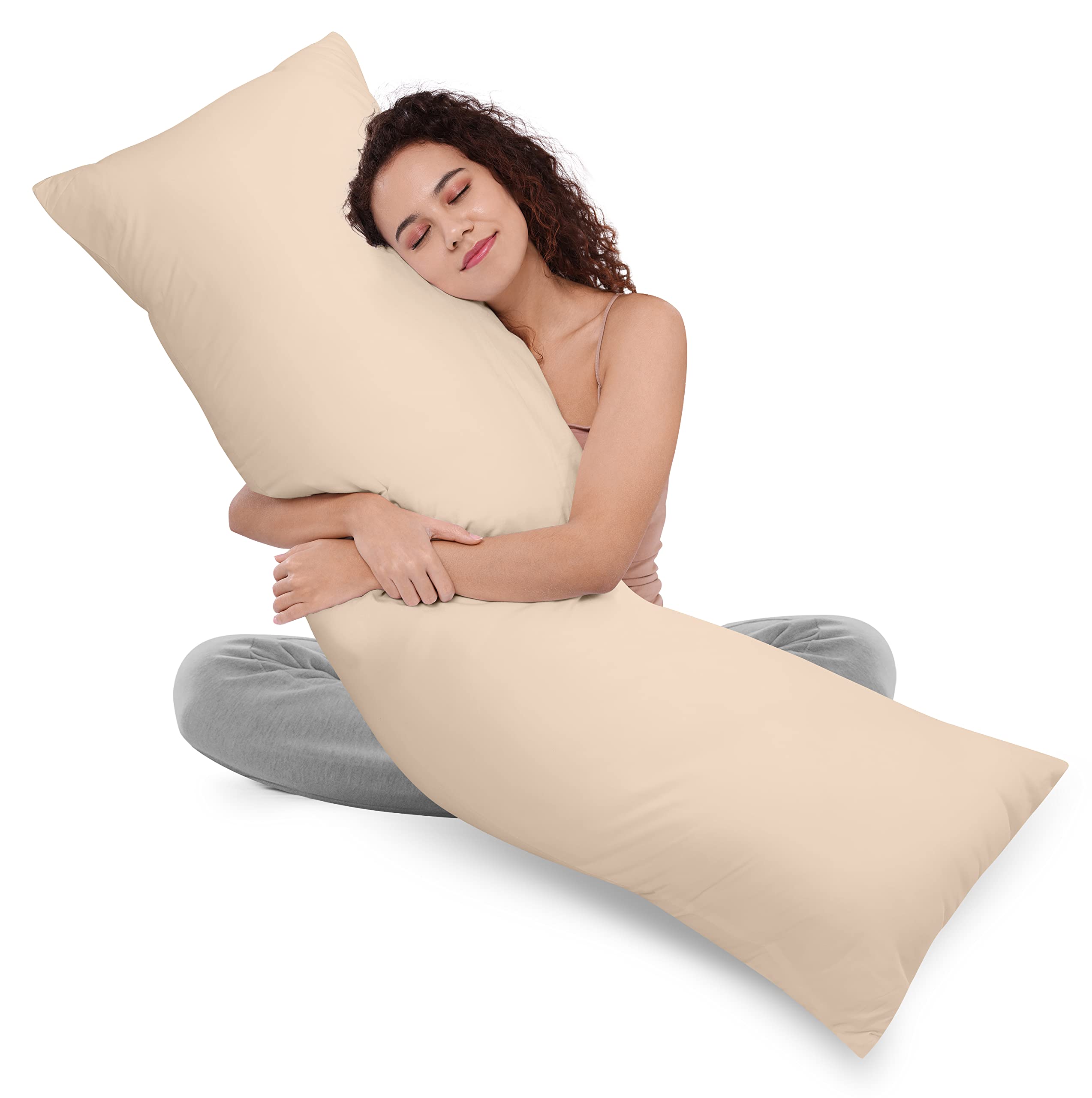 Utopia Bedding Full Body Pillow For Adults (Beige, 20 X 54 Inch), Long Pillow For Sleeping, Large Pillow Insert For Side Sleeper
