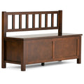 SIMPLIHOME Artisan Entryway Storage Bench - 47 inch Wide Solid Wood Storage Seat in Russet Brown, Transitional Bench for Entrywa