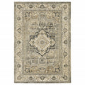HomeRoots Polypropylene 2’ x 8’ Beige and Gray Traditional Medallion Indoor Runner Rug