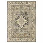 HomeRoots Polypropylene 2’ x 8’ Beige and Gray Traditional Medallion Indoor Runner Rug