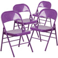 4 Pk. Impulsive Purple Triple Braced & Double Hinged Metal Folding Chair