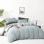 Clothknow Blue Comforter Set King 3Pcs Light Blue Bedding Comforter Sets Haze Blue King Comforter Soft Dusty Blue King Size Comf