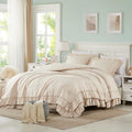 Cupocupa Beige Ruffle King Size Comforter Set, Shabby Chic Boho Bedding Comforter Sets, Fluffy Cozy Bedding Comforters & Sets Fo