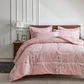 Aikasy Bed In A Bag 7 Pieces Queen Size - Floral Print - Soft Microfiber, Reversible Bed Comforter Set (1 Comforter, 2 Pillow Sh
