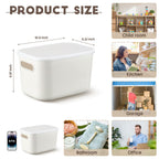 Tuanse 8 Pieces Plastic Storage Bins With Lids White Storage Box With Handle Stackable Containers With Lids For Organizing White