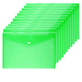 Wiekyze Poly Envelope 12 Pcs Document Envelopes With Snap Button Quality Clear Document Folder For A4 Size (Green)