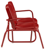 Crosley Furniture Ridgeland Retro Metal Outdoor Loveseat Glider, 2-Person Rocking Patio Bench for Porch, Bright Red Gloss