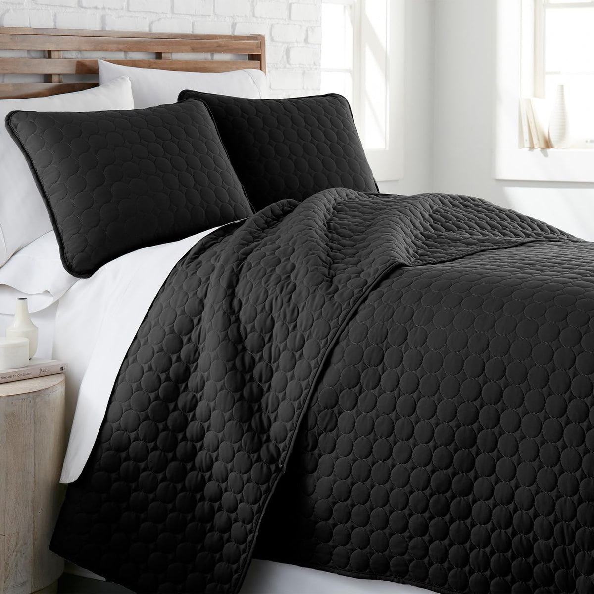 Southshore Fine Living, Inc. Xl Twin Quilt Bedding Set With Matching Quilted Pillow Sham, Geometric Circle-Stitch Design, Quilte
