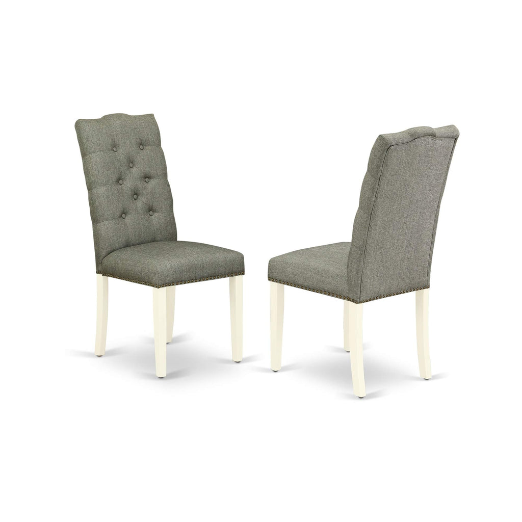 East West Furniture X-Style 7 Piece Dinette Set Consist Of A Rectangle Dining Room Table With X-Legs And 6 Dark Gotham Linen Fabric Upholstered Chairs, 36X60 Inch, X676Ga650-7