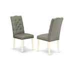 East West Furniture X-Style 7 Piece Dinette Set Consist Of A Rectangle Dining Room Table With X-Legs And 6 Dark Gotham Linen Fabric Upholstered Chairs, 36X60 Inch, X676Ga650-7