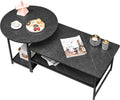 WOHOMO Coffee Table, Black Modern Coffee Tables for Living Room 2 in 1Detachable Small Center Table Set with Storage, Black Marb