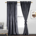 Jiuzhen Dark Grey Velvet Curtains 108 Inches For Living Room Thermal Insualted Light Blocking Window Drapes For Bedroom/Dining R
