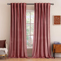 Miulee Velvet Curtains 90 Inches 2 Panels - Luxury Blackout Curtains For Bedroom Living Room Thermal Insulated Super Soft Window Drapes Rod Pocket & Back Tab, Dusty Rose Pink, W52 X L90 Inch