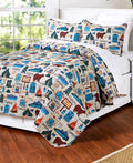 The Lakeside Collection Campsite Quilt Set With Retro Camping Print - 3-Pc. King