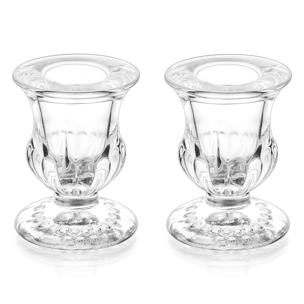 Romadedi Glass Taper Candle Holders - Clear Small Candlestick Holder Bulk, Thicker Glass Candle Sticks Set for Wedding Christmas