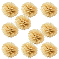 WYZworks Set of 10 - TAN 12 - (10 Pack) Tissue Pom Poms Flower Party Decorations for Weddings, Birthday, Bridal, Baby Showers, N