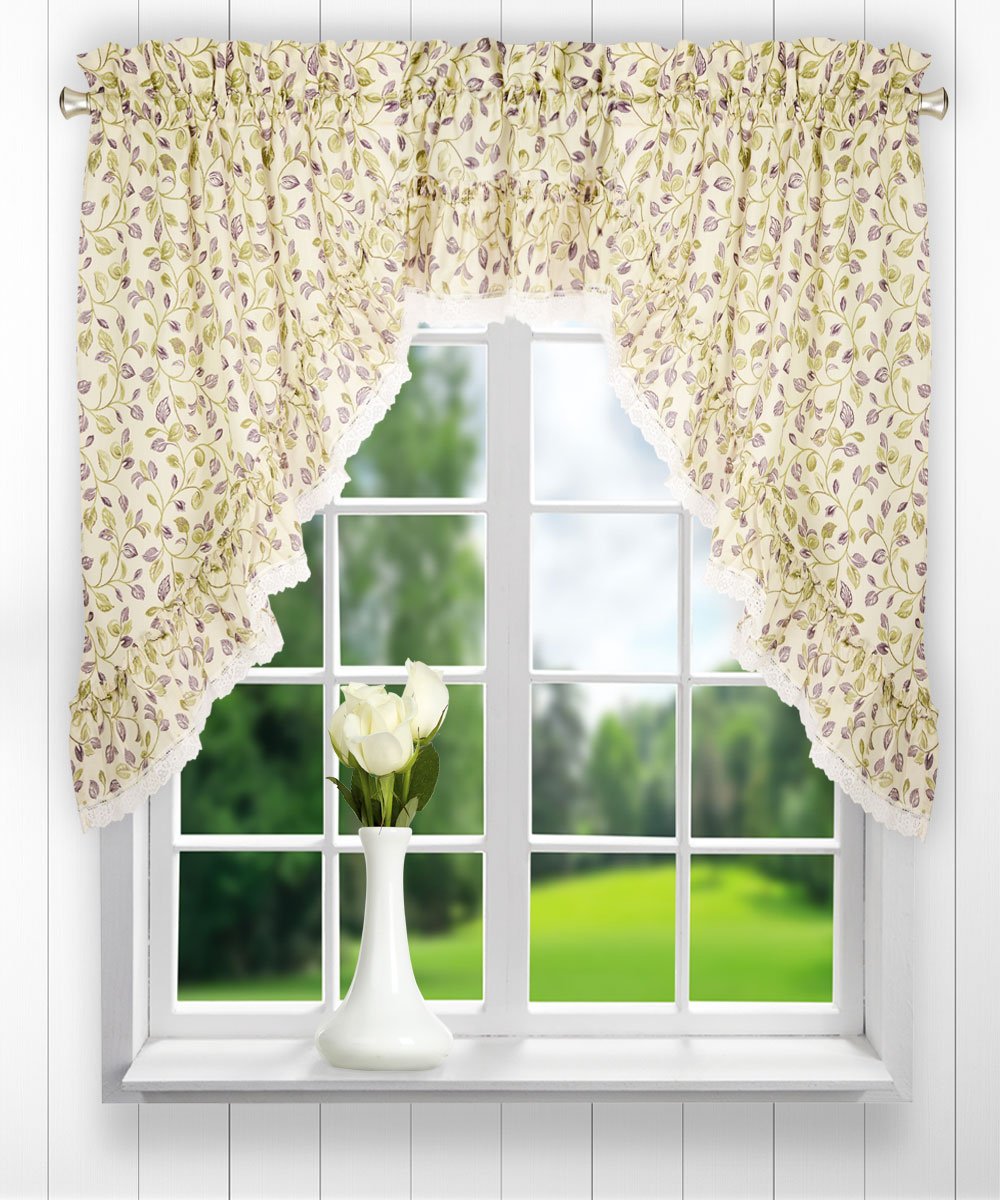 Ellis Curtain Clarice 52-By-12 Inch Ruffled Valance, Violet