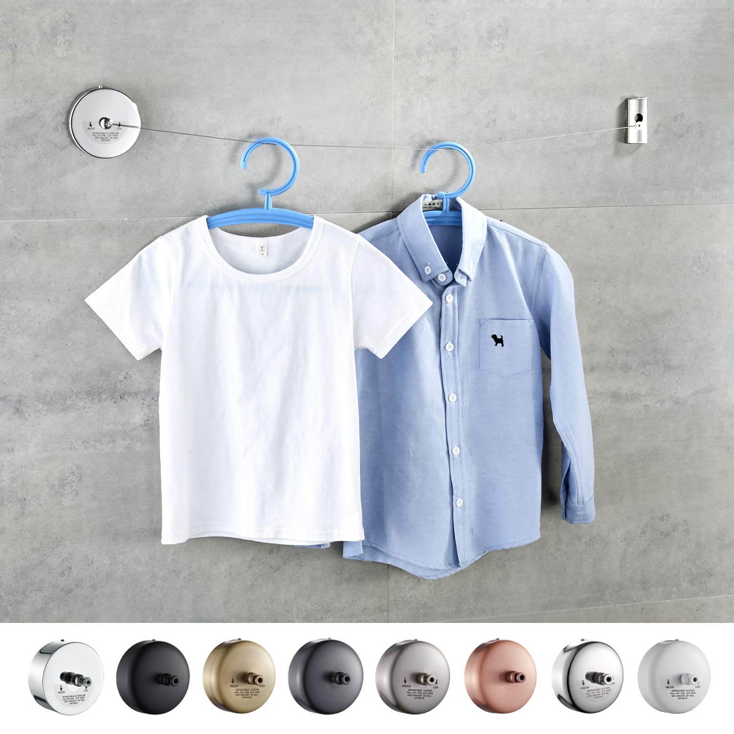 Joom Retractable Clothesline Stainless Steel Heavy Duty 9Feet(Max) For Hanging Drying In Bathroom Laundry Hotels, Chrome Finish,
