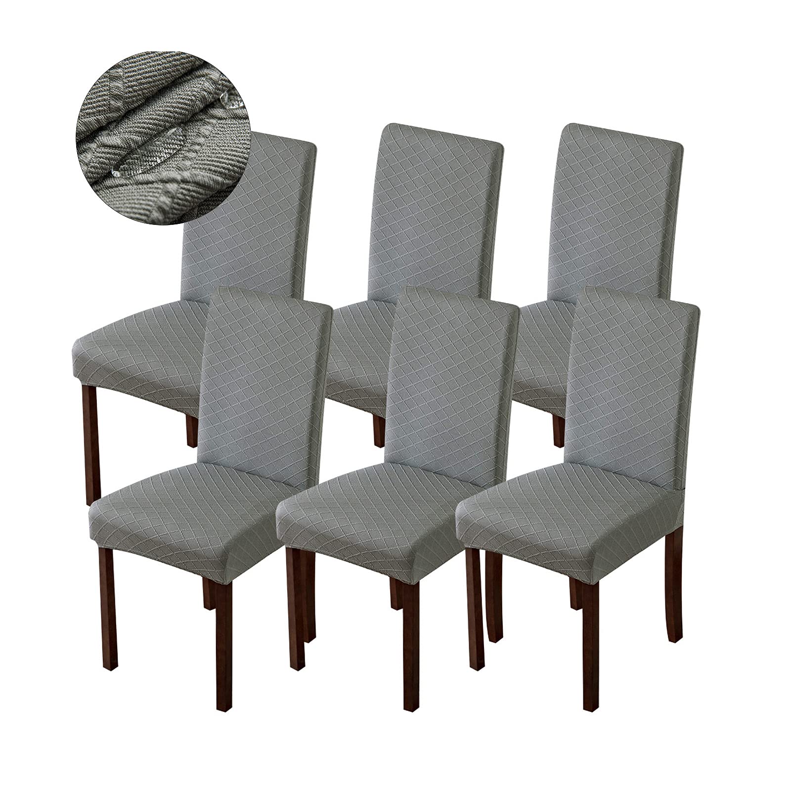 Genina Waterproof Chair Covers for Dining Room Dining Chair Covers Kitchen Parsons Chair Covers (Gray, 6 PCS)