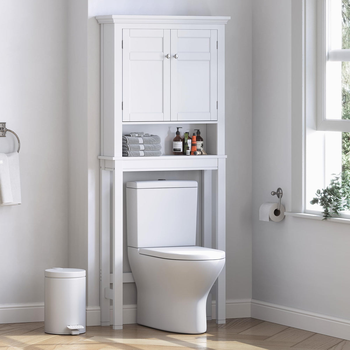 Spirich Over The Toilet Storage Cabinet, White Bathroom Organizer