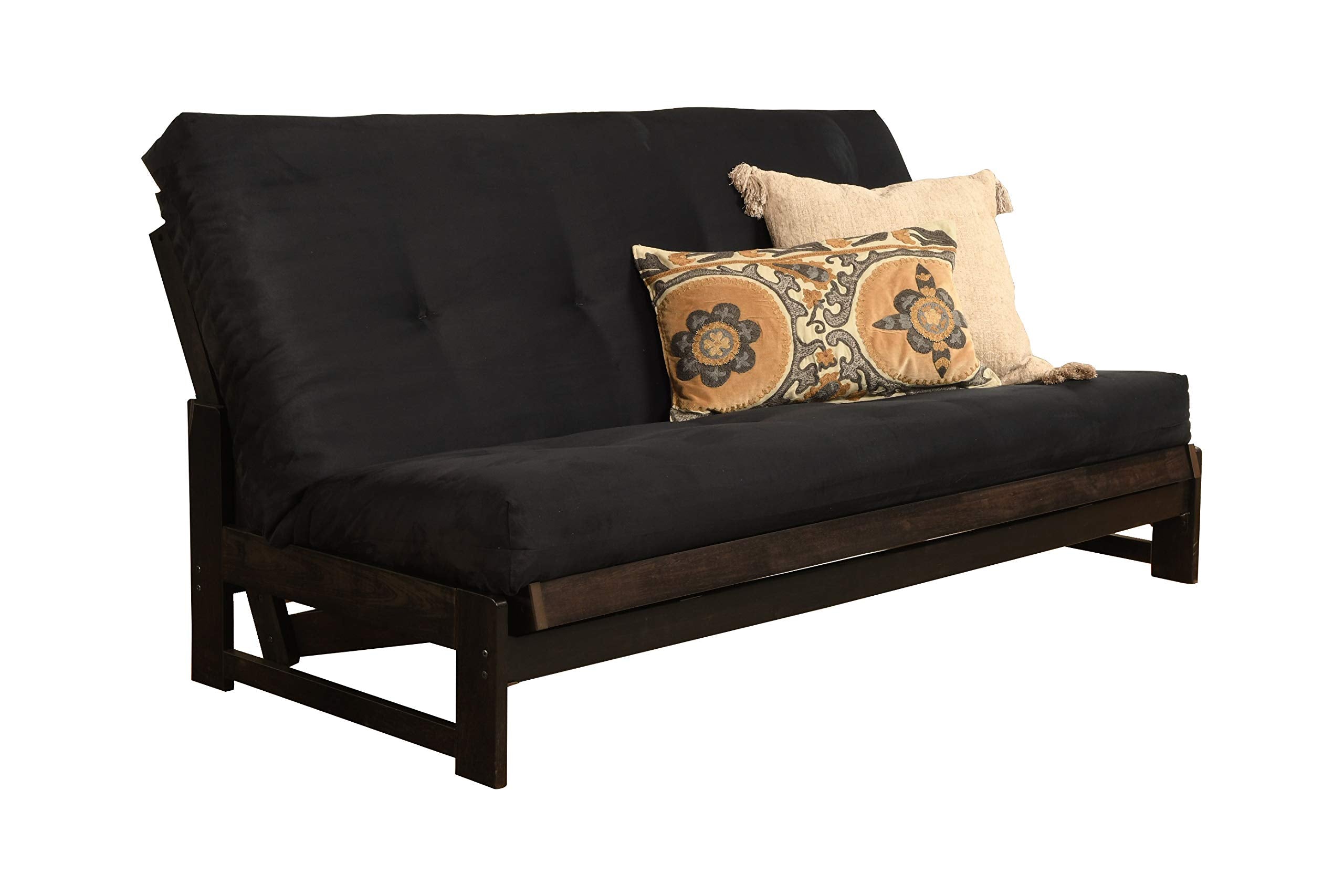 Kodiak Furniture Aspen Futon Set with Reclaim Mocha Finish, Suede Black