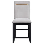 Steve Silver Furniture Yves Counter 6PC Counter Table Set, 64-78" Table w/ 14" Leaf, w/ 4 Upholstered Counter Chairs, Storage Base w/ 2 Sliding Doors/ 3 Shelves, 64" L x 42" W x 36" H, Black, Gray
