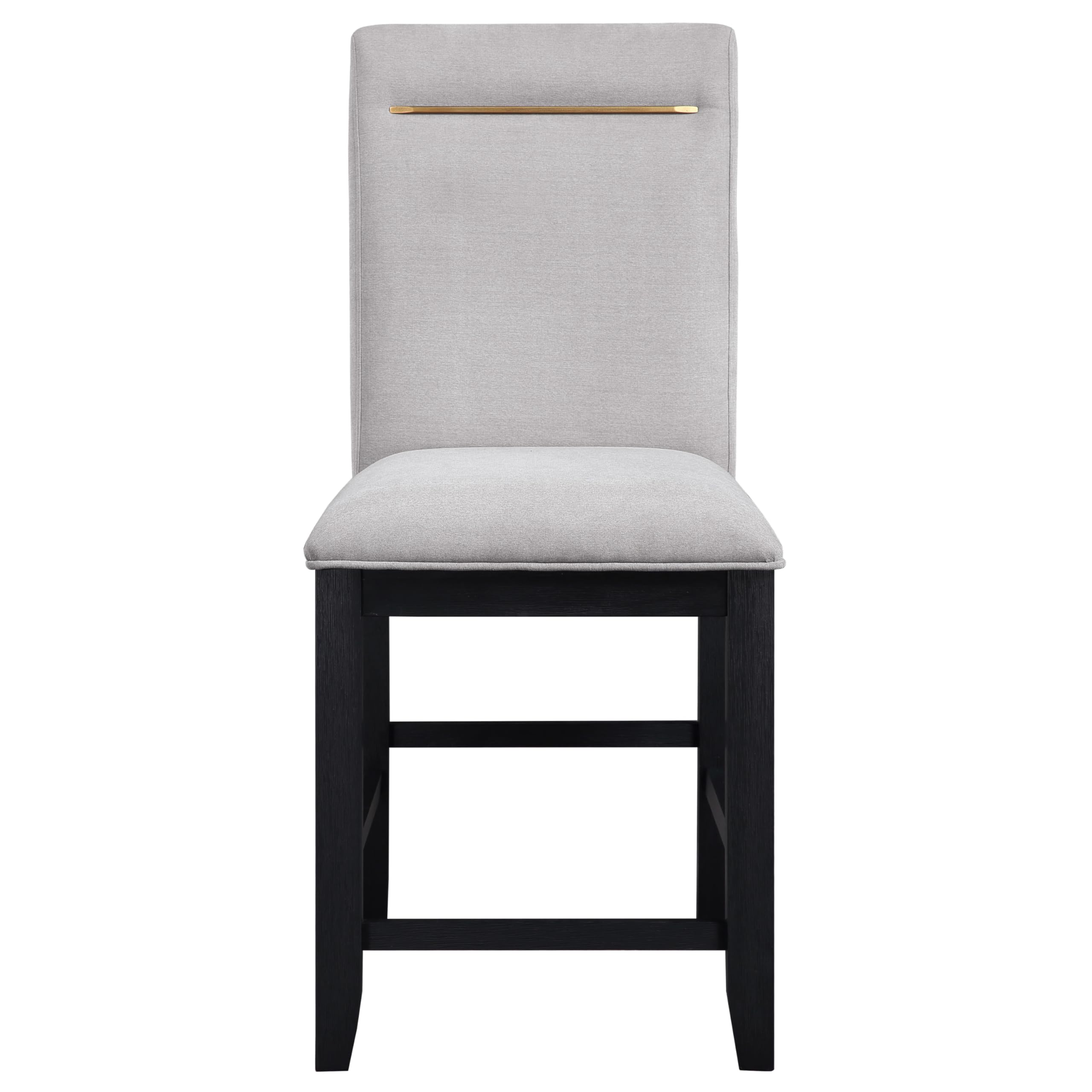 Steve Silver Furniture Yves Counter 6PC Counter Table Set, 64-78" Table w/ 14" Leaf, w/ 4 Upholstered Counter Chairs, Storage Base w/ 2 Sliding Doors/ 3 Shelves, 64" L x 42" W x 36" H, Black, Gray