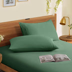 Horbaunal 2 Pack Microfiber Pillowcases King Size Green Bed Pillow Cases With Envelope Closure, 1800 Thread Count Soft & Shrinka