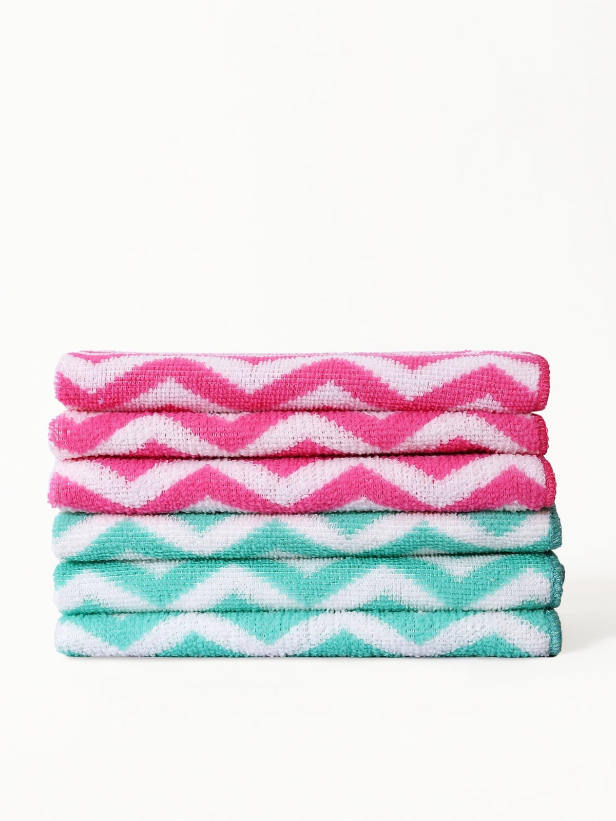 Rangoli Kitchen Towel, 38  38 Cm, Super Absorbent & Quick Dry, Reusable Kitchen Cleaning Towel, Pack Of 6 (Green & Pink) | Micro