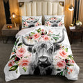 Erosebridal Highland Cow Flower Comforter Set Twin Size Bull Cattle Bedding Set Western Funny Animal Bedding Set Wildlife Farmho