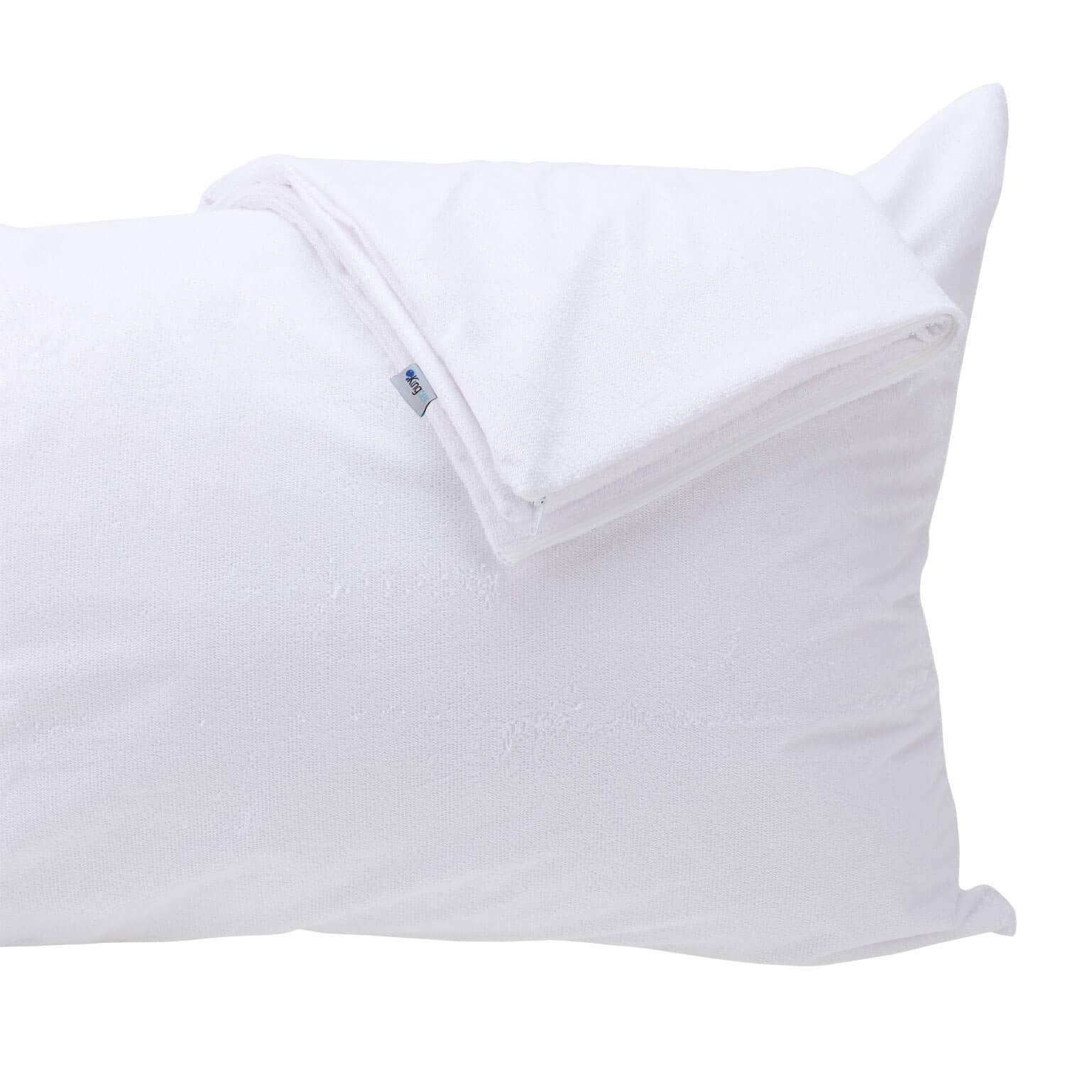 Kingnex Feather Proof Pillow Protectors With Zipper Standard Size 2 Pack - 100% Waterproof - Down Proof - Bamboo Viscose Terry S