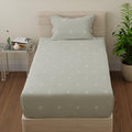 Huesland By Ahmedabad Cotton 144 Tc Single Bed Bedsheet Cotton With 1 Pillow Cover | Sage Green & White