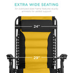 Best Choice Products Oversized Padded Zero Gravity Chair, Folding Outdoor Patio Recliner, Xl Anti Gravity Lounger For Backyard W/Headrest, Cup Holder, Side Tray, Polyester Mesh - Black/Yellow