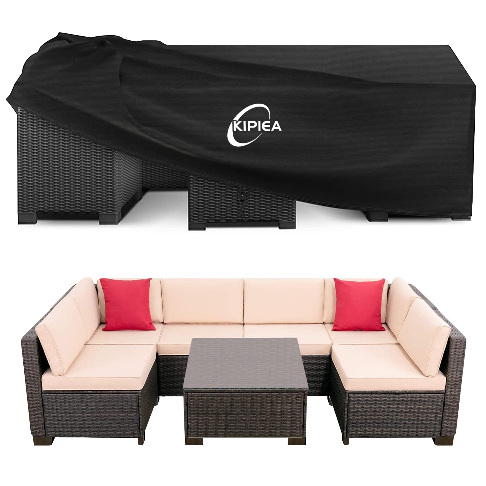 Kipiea Patio Furniture Covers Waterproof Winter, Heavy-Duty 420D Outdoor Patio Furniture Set Covers, No Tears Anti Uv No Fading