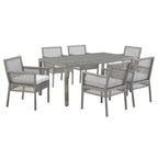 Modway Aura 7 Piece Outdoor Patio Wicker Rattan Set In Gray White