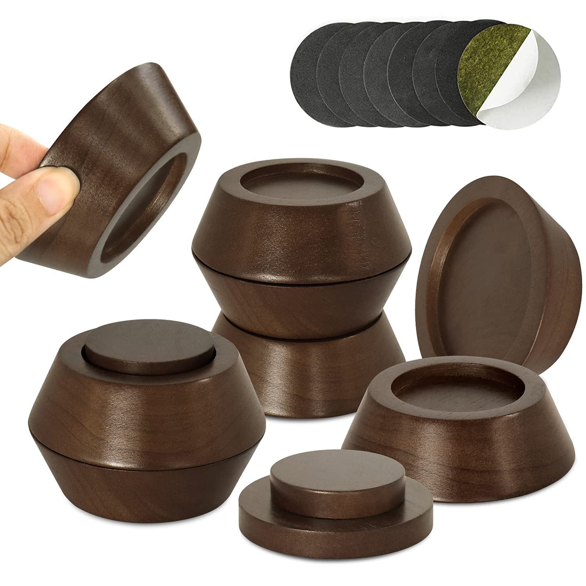 Fasonla Bed Risers, Furniture Risers (Set Of 8) Lifts Height 1', 2', 3' Or 4', Solid Natural Wood Risers, Non-Slip Recessed