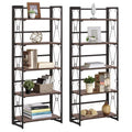 VECELO Bookshelf,5 Shelf Folding Bookcase No Assembly, Industrial Metal Frame Shelves Rack Organizer for Living Room, Office,Lig