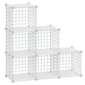HUBSON Wire Cube Storage Organizer, 6-Cube Metal Grids Storage Shelf, Closet Cabinet, DIY Plastic Cube Bookcase Modular Closet C