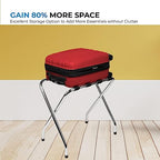 Foldable X-Shape Luggage Rack with Nylon Straps & Rubber Feet, Chrome Finish