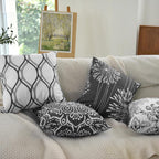 Decorative Throw Pillow Covers 16X16 Set Of 4, Dark Grey And White Modern Simple Square Pillow Case Cushion Cover For Sofa Couch
