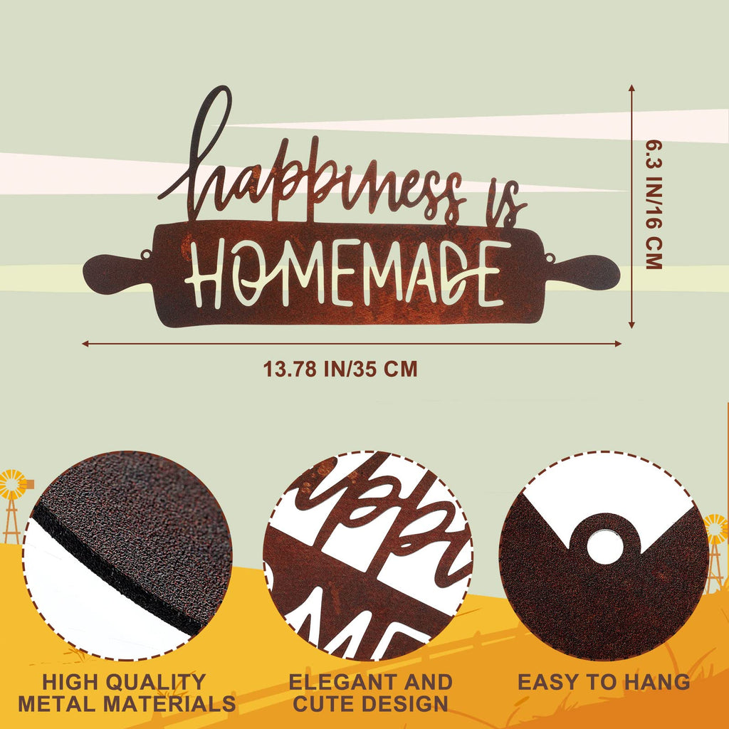Funrous Kitchen Wall Art Decor Happiness Is Homemade Metal Sign Rustic Farmhouse Kitchen Decor Hanging Kitchen Decorative Signs