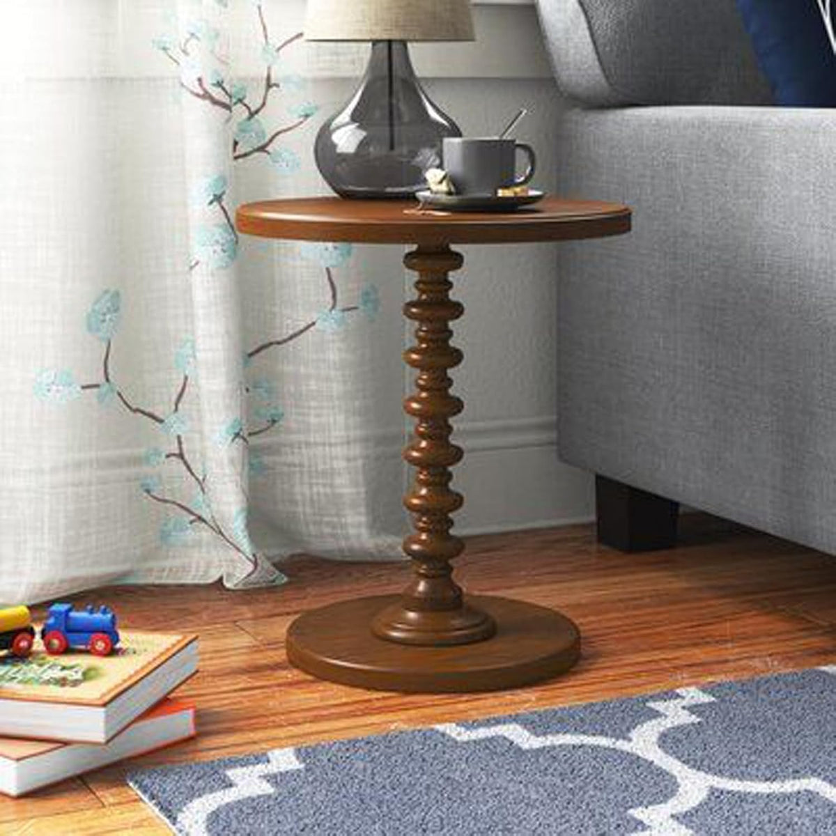 Vasil Mart Wooden Round Bed Side Table End Table, Side Table, Night Stand Beah Table For Living Room Bedroom (Brown B)