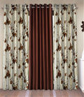 Fashion String 3 Piece 3D Tulips Eyelet Polyester Door Curtains  7 Feet, Brown
