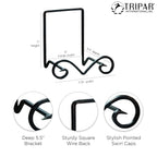 Tripar Small Black Metal Scroll Display Rack Easel For Bowls, Platters, Cookbooks, Plates, And Artwork
