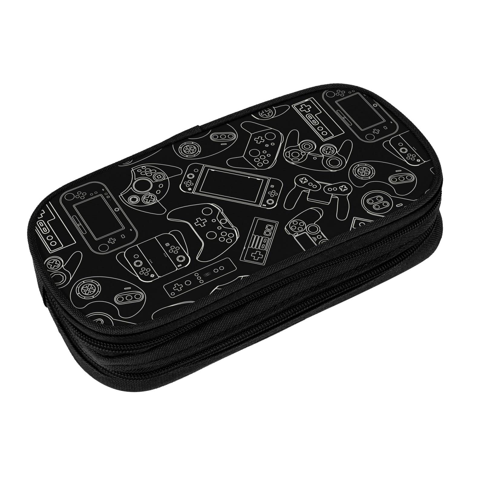 Perinsto Video Game Controller Background Pencil Case Big Capacity Multi Compartment Stationery Box Gaming Gadgets Pencil Pouch