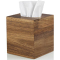ALELION Tissue Box Cover Square - Acacia Wood Tissue Box Holder for Tabletop Night Stands Bathroom Office - Decorative Facial Cu