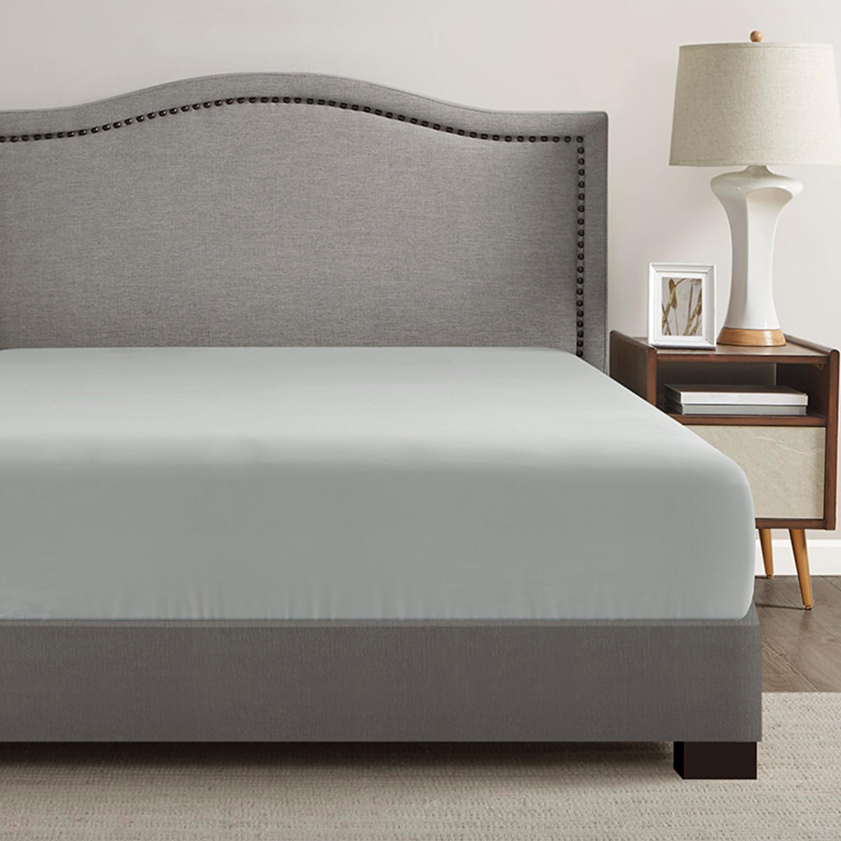 Comfort Spaces Coolmax Moisture Wicking Fitted Sheet Only Super Soft, Fade Resistant, All Elastic Deep Pocket Fits Up To 16' Mattress - Warm Weather Cooling Sheets For Night Sweats, Cal King, Grey